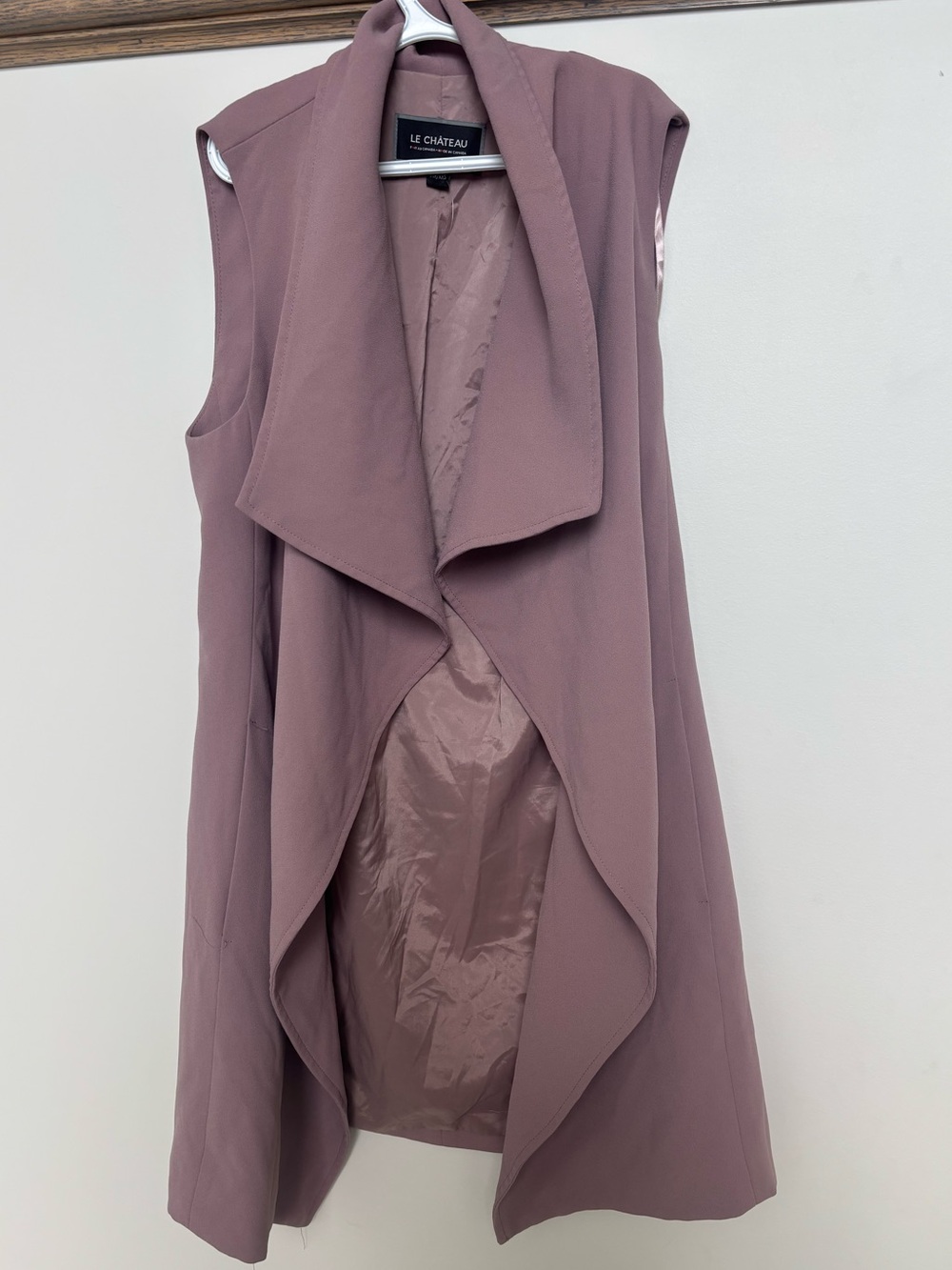 Le Chateau Dusty Mauve Sleeveless Drape Vest Dress, size XXS